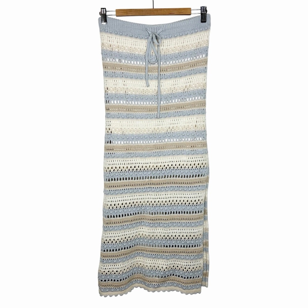 Crochet Maxi Skirt Womens M Boho Hippie 70s Festival Cottagecore Coastal Beachy